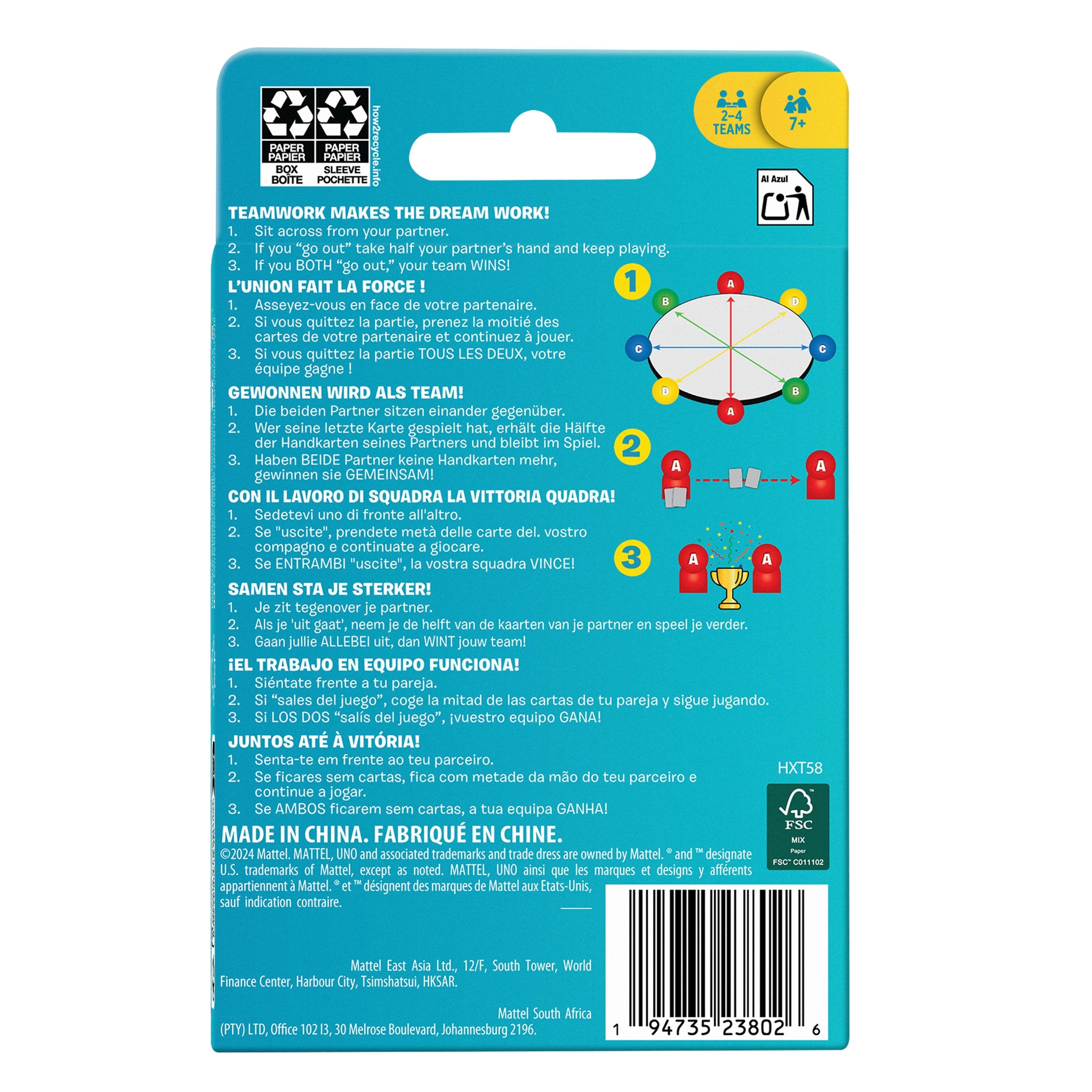 Mattel Games Uno Equipos, Juego De Cartas Hxt58