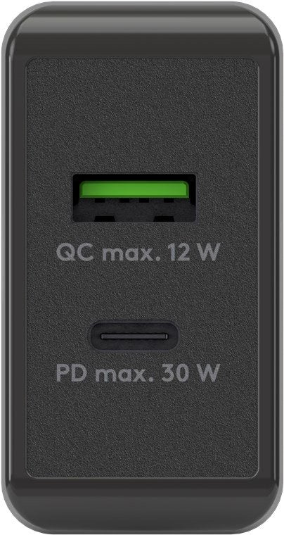 Goobay 61673, Cargador Usb-A + Usb-C Pd 30 Watt Negro