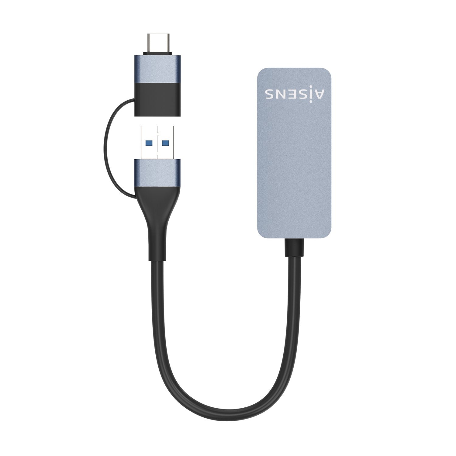Aisens Conversor Usb3.2 Gen1 Usb-A+Usb-C A Ethernet 2.5g 10/100/1000/2500 Mbps - 15cm - Gris