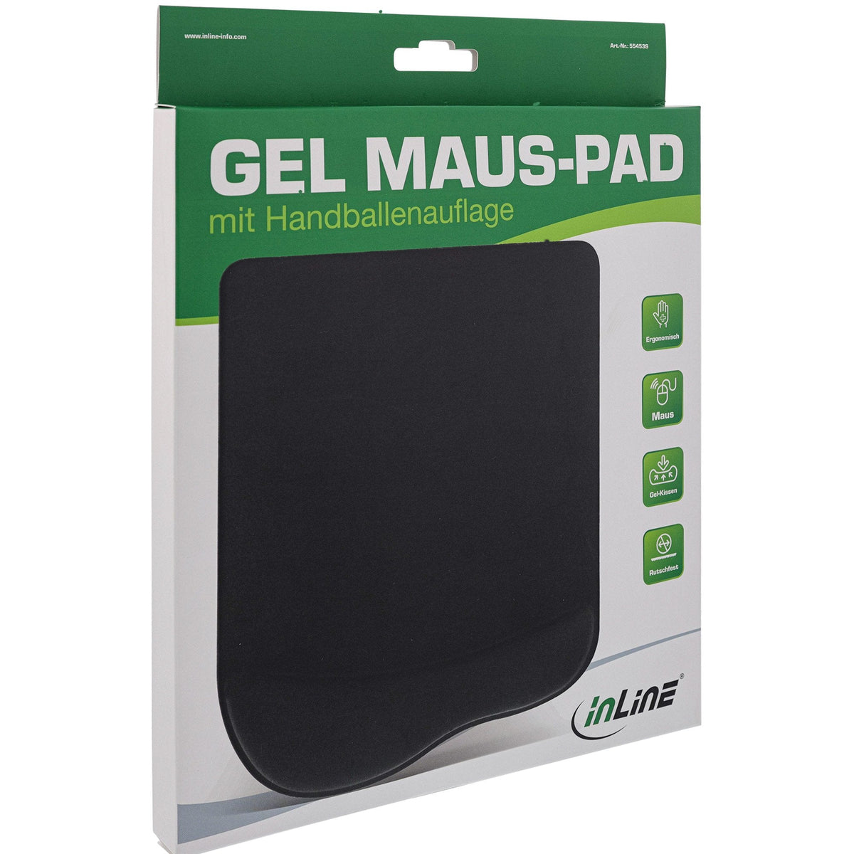 Alfombrilla De Ratón Inline Con Reposamuñecas De Gel 235x185x25mm Negro