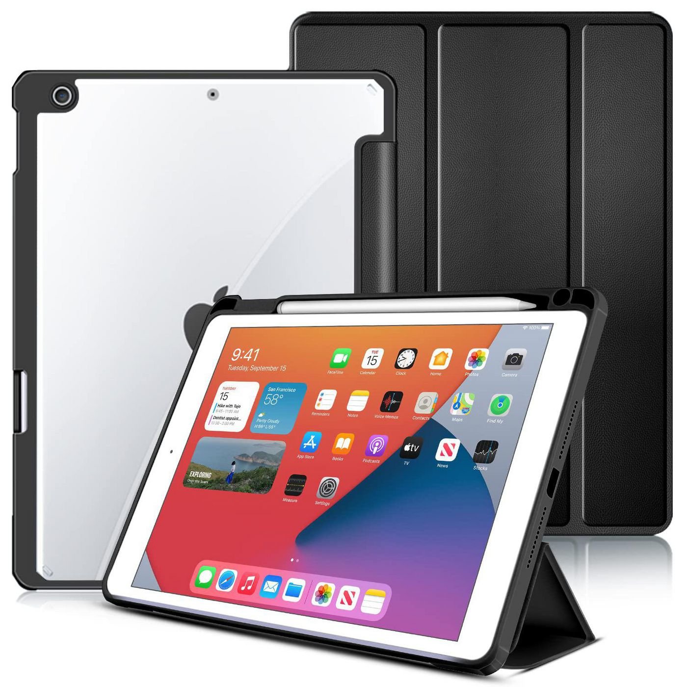 Estuff Es68200001-Bulk Funda Para Tablet Ipad 10.2 (2019), Ipad 10.2 (2020), Ipad 10.2 (2021) 25,9 Cm (10.2") Folio Negro, Transparente