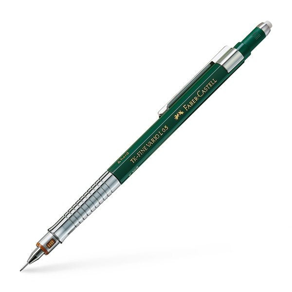Faber Castell Portaminas Tk-Fine Vario L 0,5mm Clip De Metal Y Goma De Borrar Verde