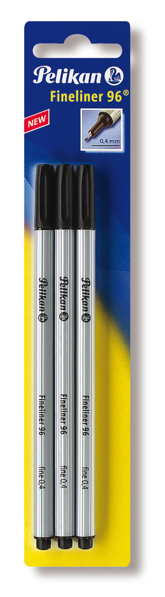 Rotulador De Punta Fina Pelikan Fineliner 96 Negro Paquete De 3 Blister De 0,4 Mm