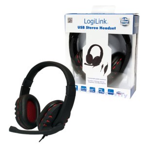 Logilink Auricular Con Microfono Diadema Negro/Rojo Pc/Juegos Hs0033