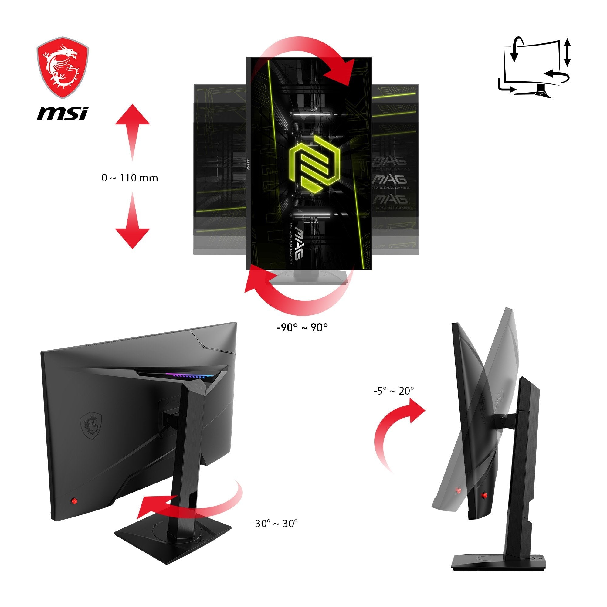 Monitor Gaming Msi Mag 274qrfde Qd E2 (27 Pulgadas), Negro, Wqhd, Rapid Ips, Hdr, Adaptive-Sync, Panel De 180hz 9s6-3cc29h-223
