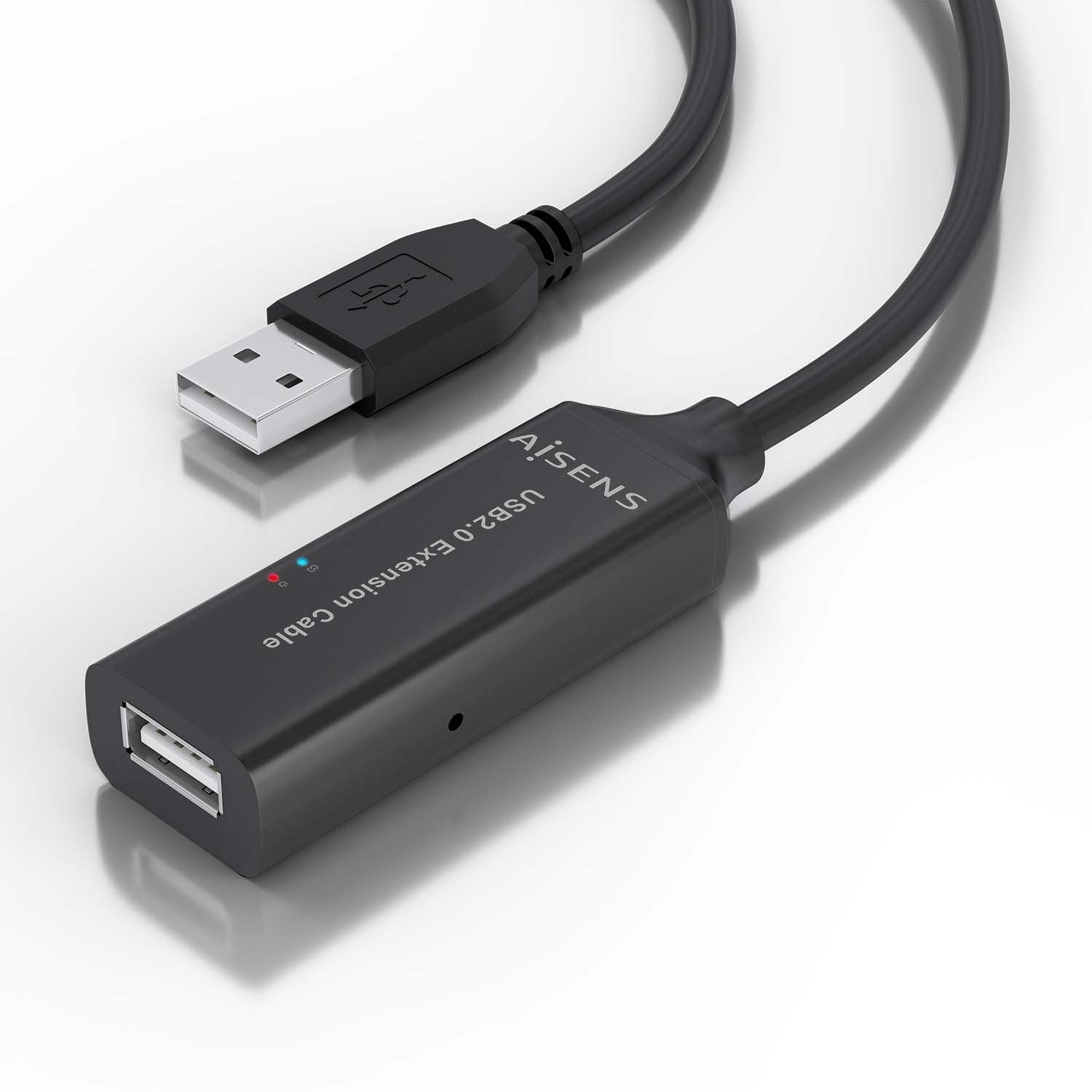 Aisens Cable Usb 2.0 Prolongador Con Amplificador, Tipo A/M-A/H, Negro, 10m
