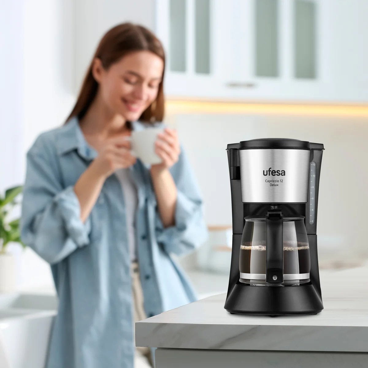 Cafetera De Goteo Ufesa 71605329 Capriccio 12 Delux Para 12 Inox/Negro