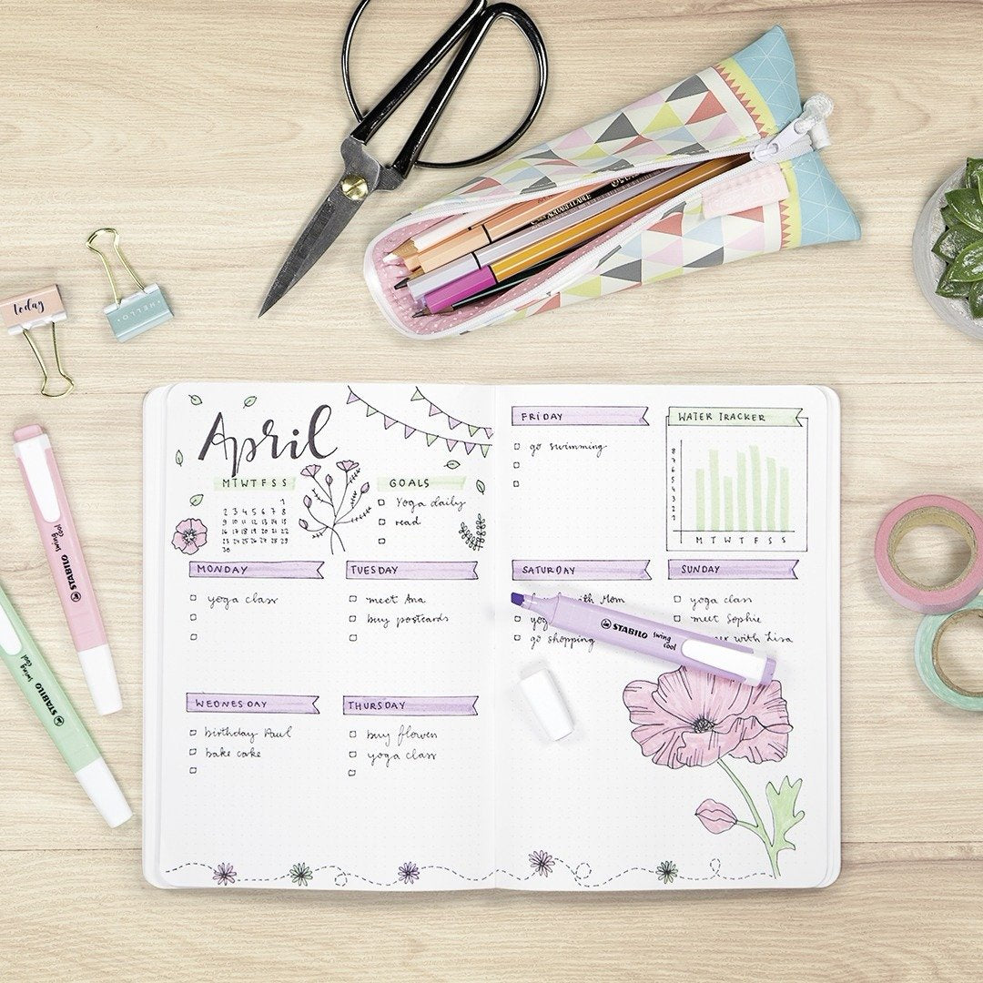 Estuche 4 Rotuladores Stabilo Swing Cool Pastel Turquesa / Menta / Rosa / Violeta Colores Pastel Tecnología Anti-Secado 2 Anchos De Trazo (1+4