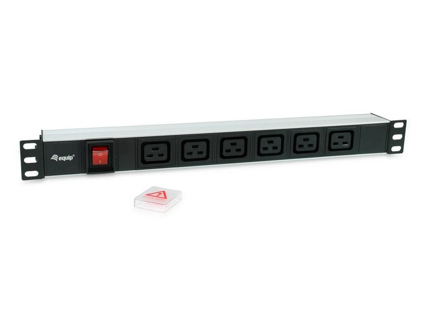 Equip 19" Meckdosenleime Iec C20->6xiec C19+Switch Alu.