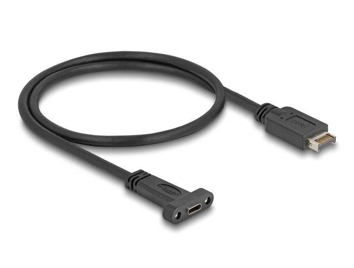 Delock 85526 Cable Usb 10 Gbps Key Usb Tipo-E A De 20 Pines Macho A Usb Type-C Hembra De Montaje En Panel De 50 Cm