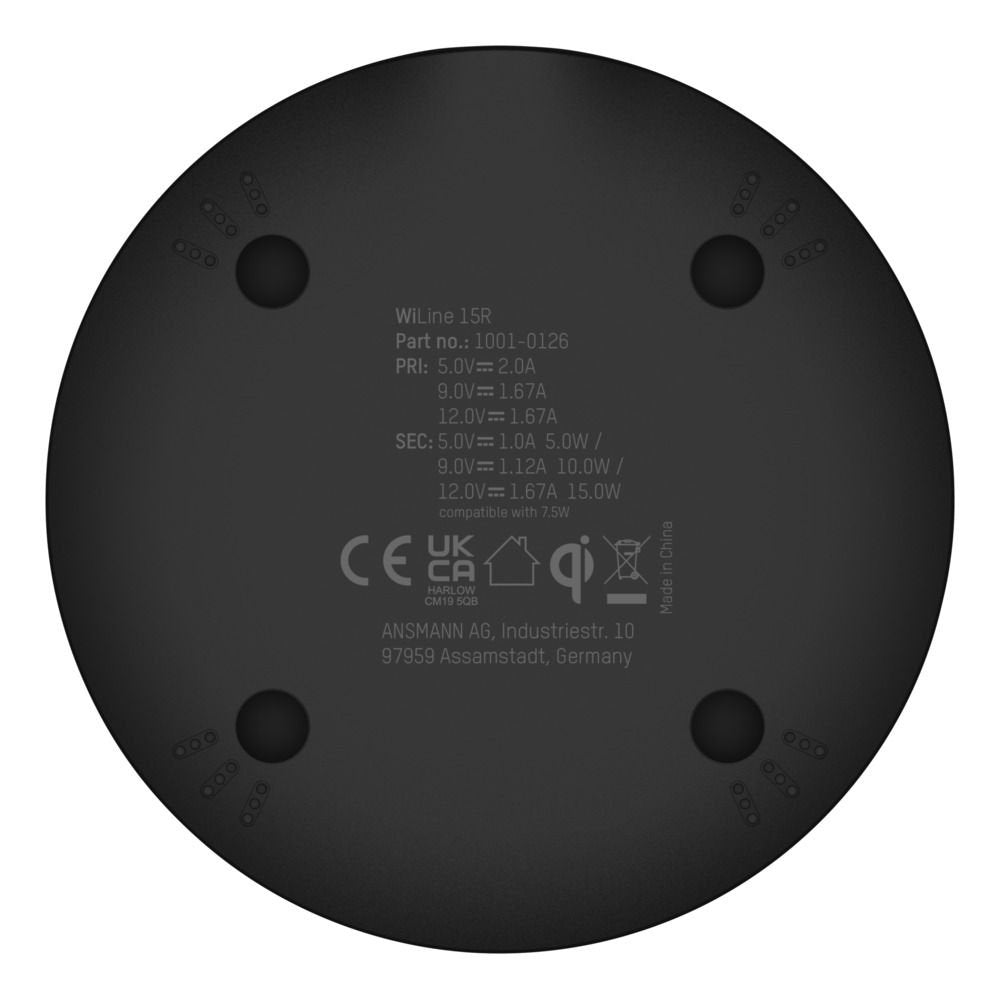 Cargador Ansmann Indiktiv Cablelos Qi-Compatible Wiline 15r