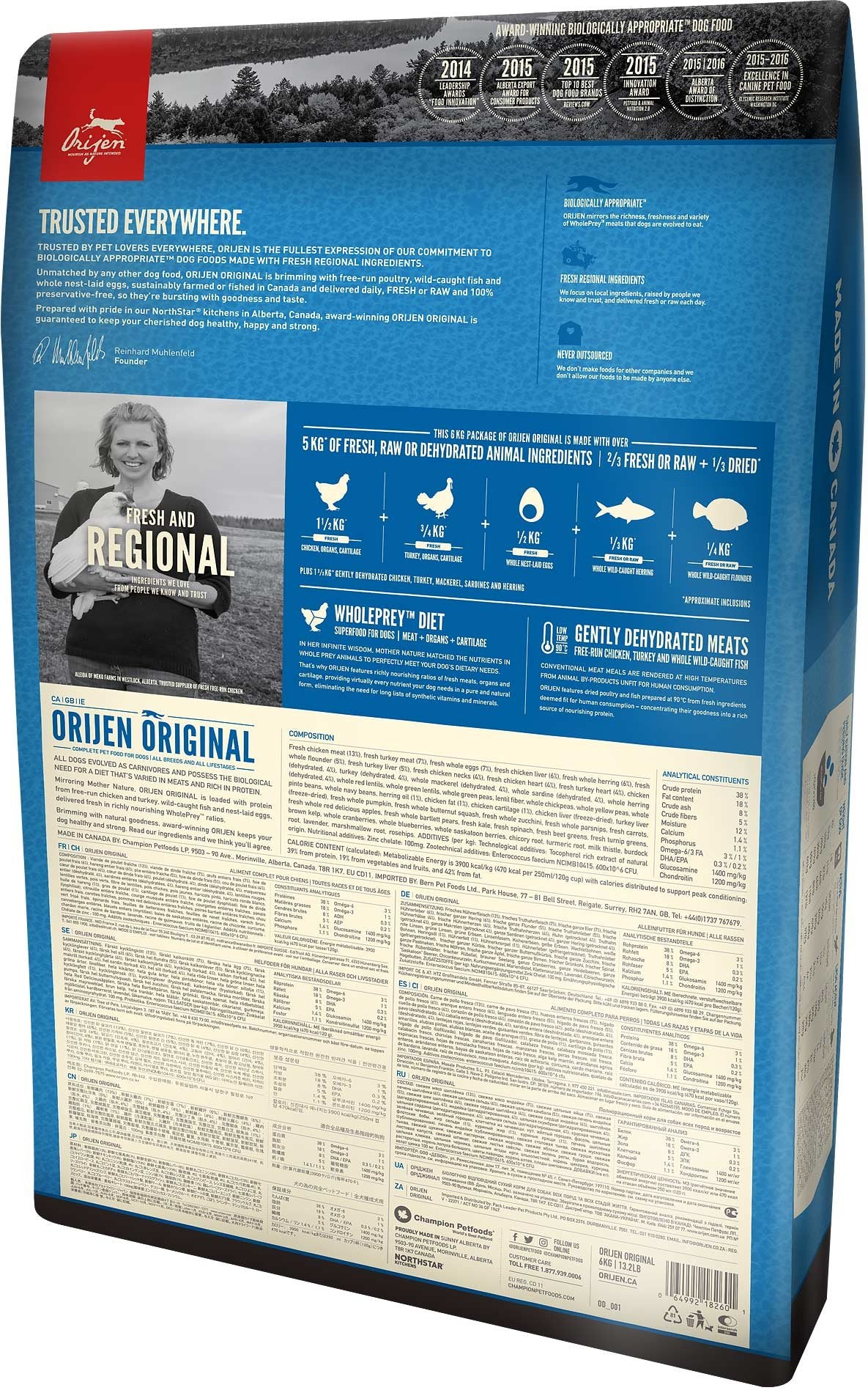 EAN 0064992182120 - Orijen Original 11,4 kg Adulto Pollo, Pescados, Pavo imagen 2