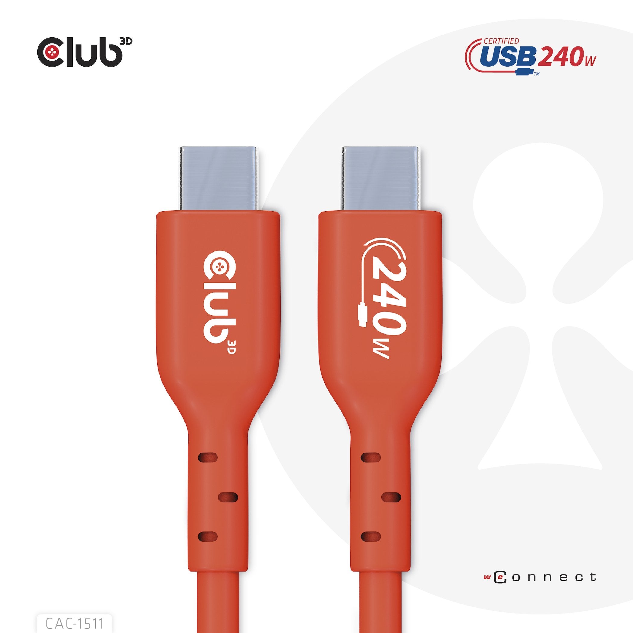 Club3d Cable Usb 2 Typ C Pd 240w 480placa Base 1m M/M Retail