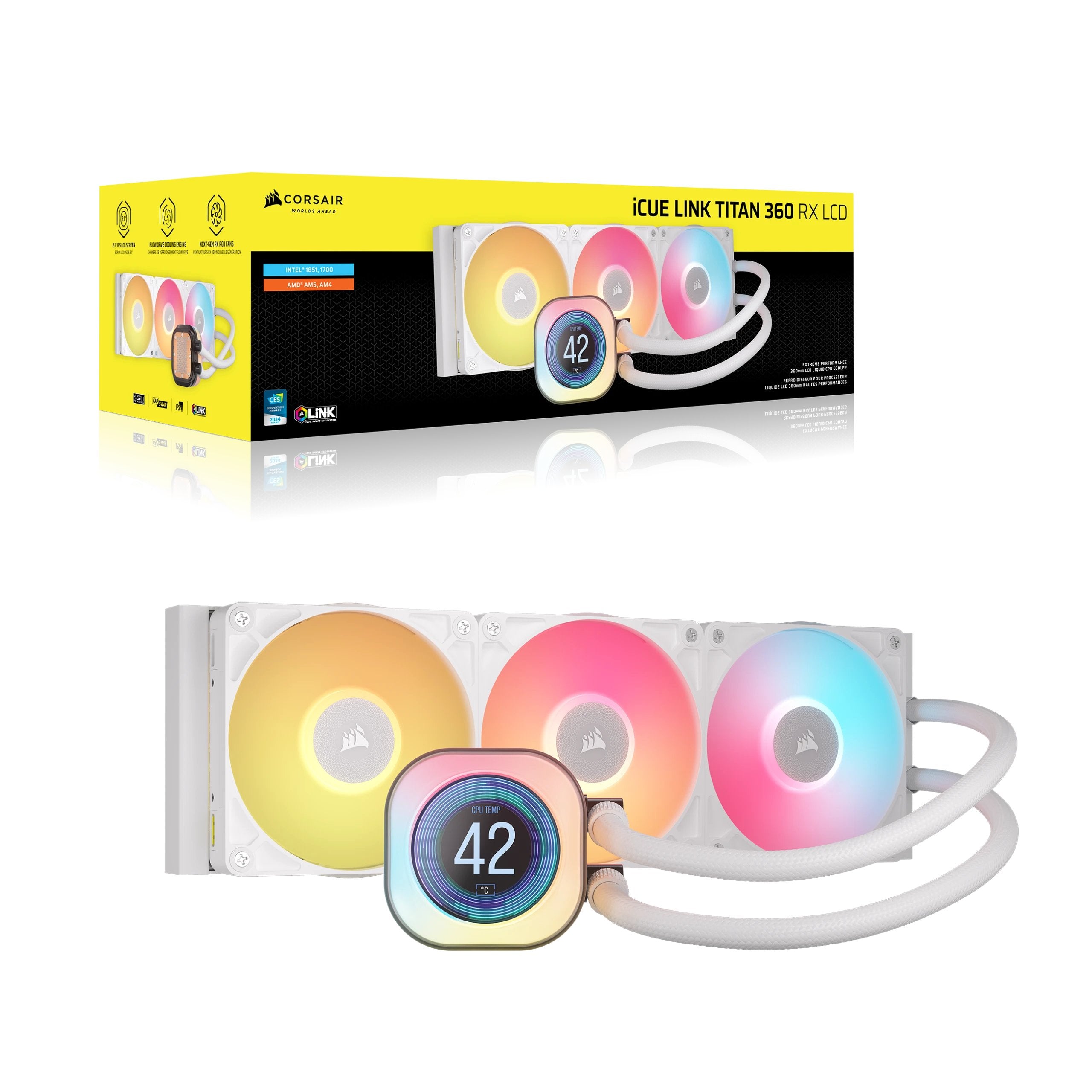 EAN 0840440482987 - Corsair iCUE LINK TITAN 360 RX LCD Procesador Sistema de refrigeración líquida todo en uno 12 cm Blanco 1 imagen 2
