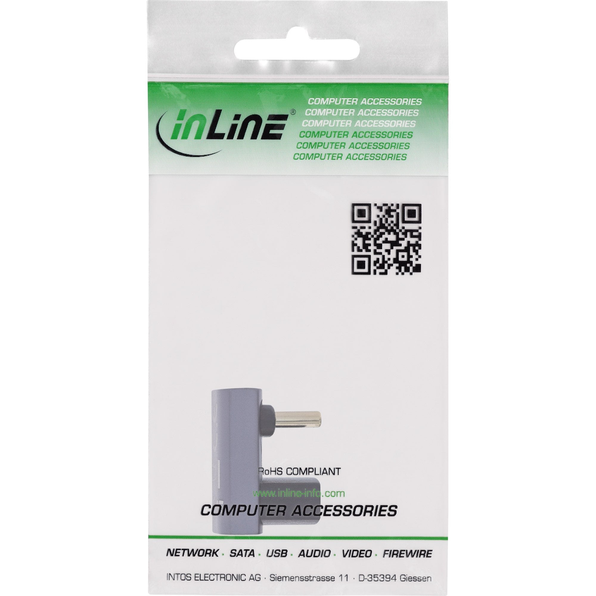 Inline® Usb4 Adapter, Usb-C Male/Female 180°, Aluminium, Gris