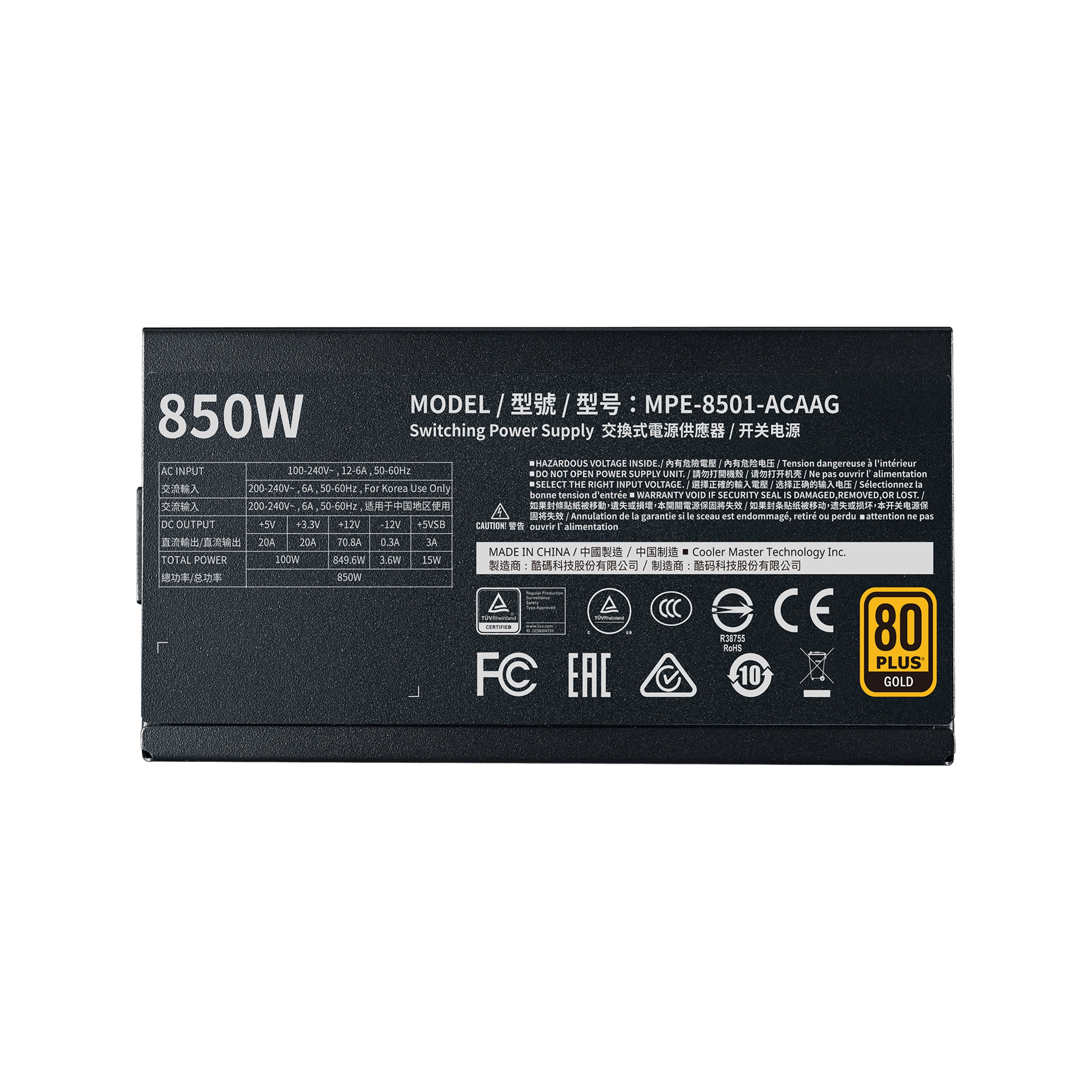 Fuente De Alimentación Coolermaster Mwe Gold 850w V2 (80+ Gold)