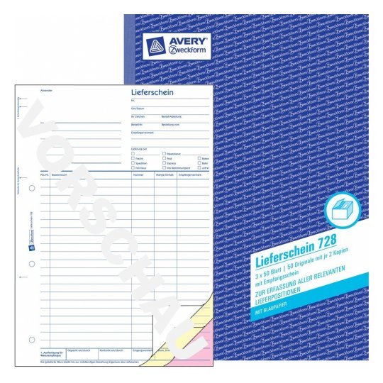Avery Zweckform Lieferliste - 50 Hoja - A4 (210 X 297 Mm)