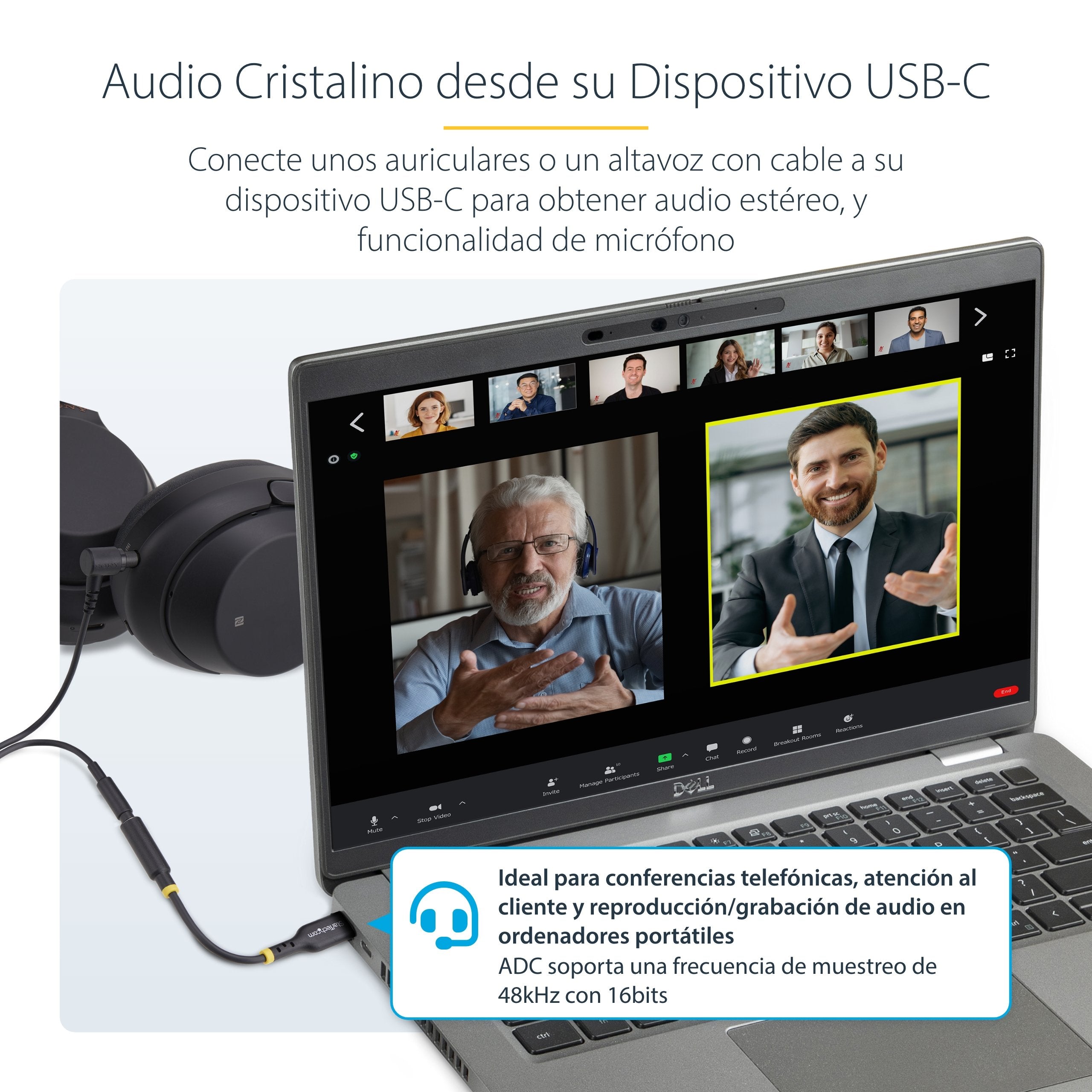 EAN 0065030898225 - StarTech.com USBCAUDIO2 cable de audio 0,127 m USB Type-C 2.0 Negro imagen 8