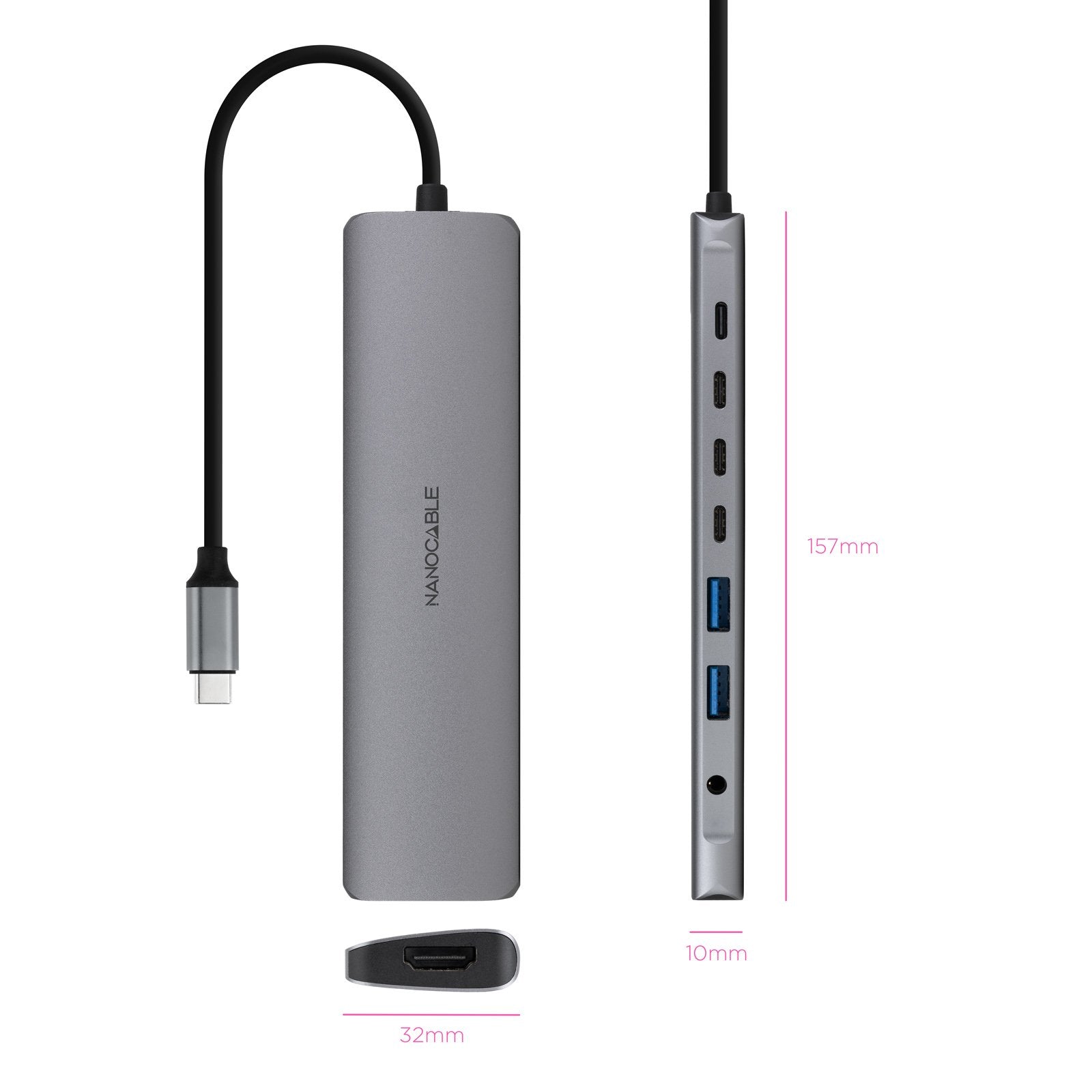 EAN 8433281015555 - Nanocable 10.16.4608 base para portátil y replicador de puertos Alámbrico USB 3.2 Gen 1 (3.1 Gen 1) Type- imagen 2