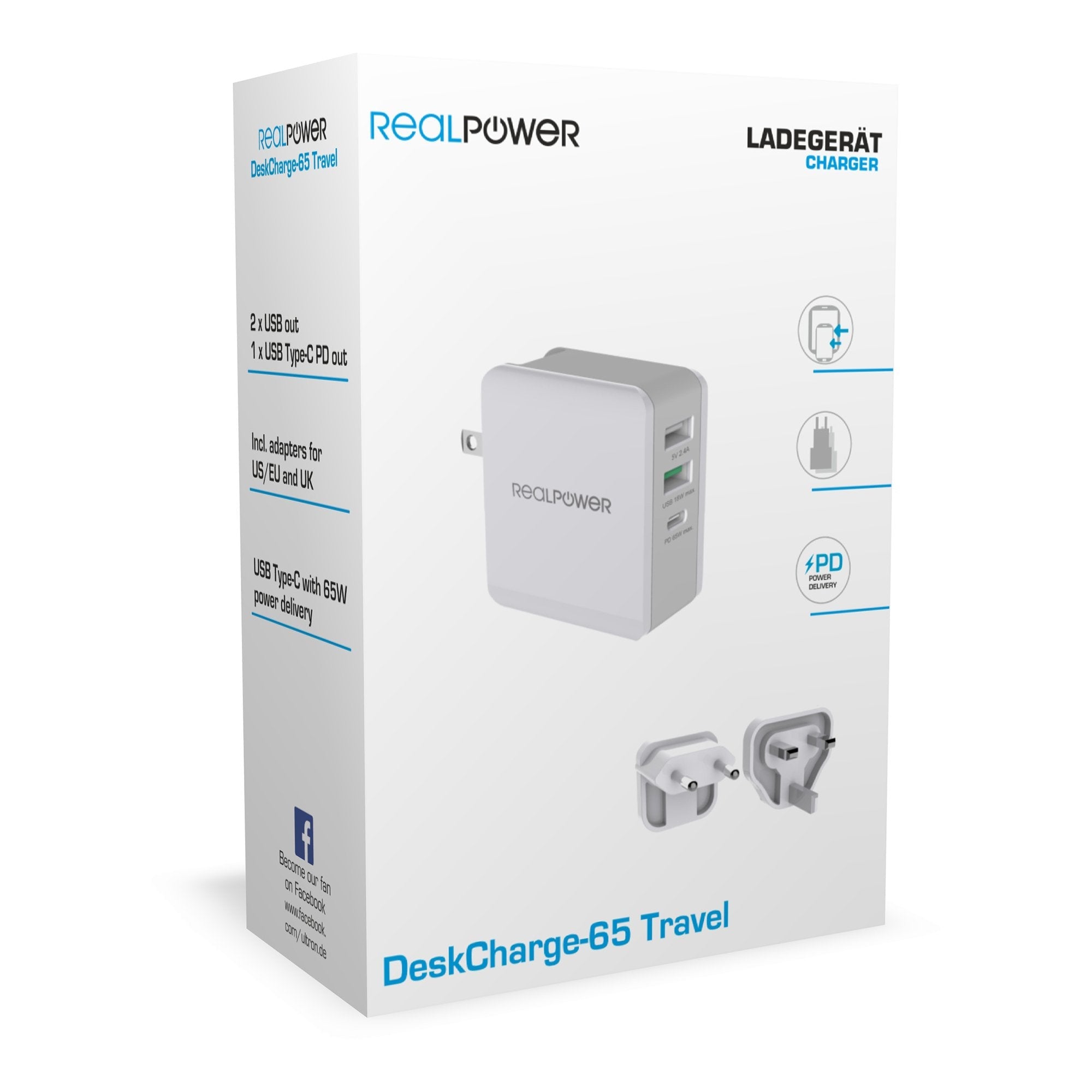 Cargador De Pared De Viaje Realpower Deskcharge-65