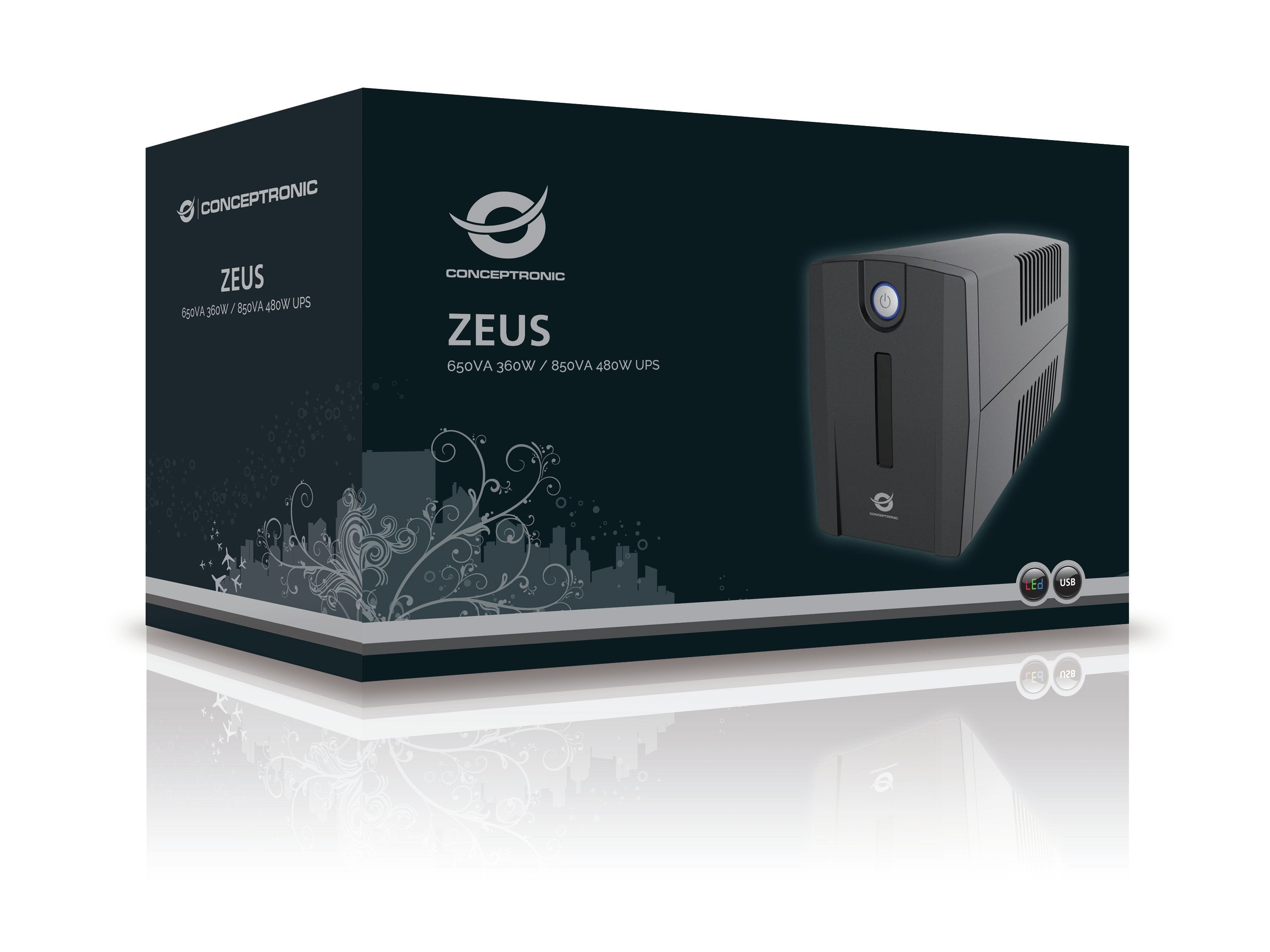 Conceptronic Sai 650va 360w Proteccion Puerto 2 Shucko Lan Modem Zeus 01es