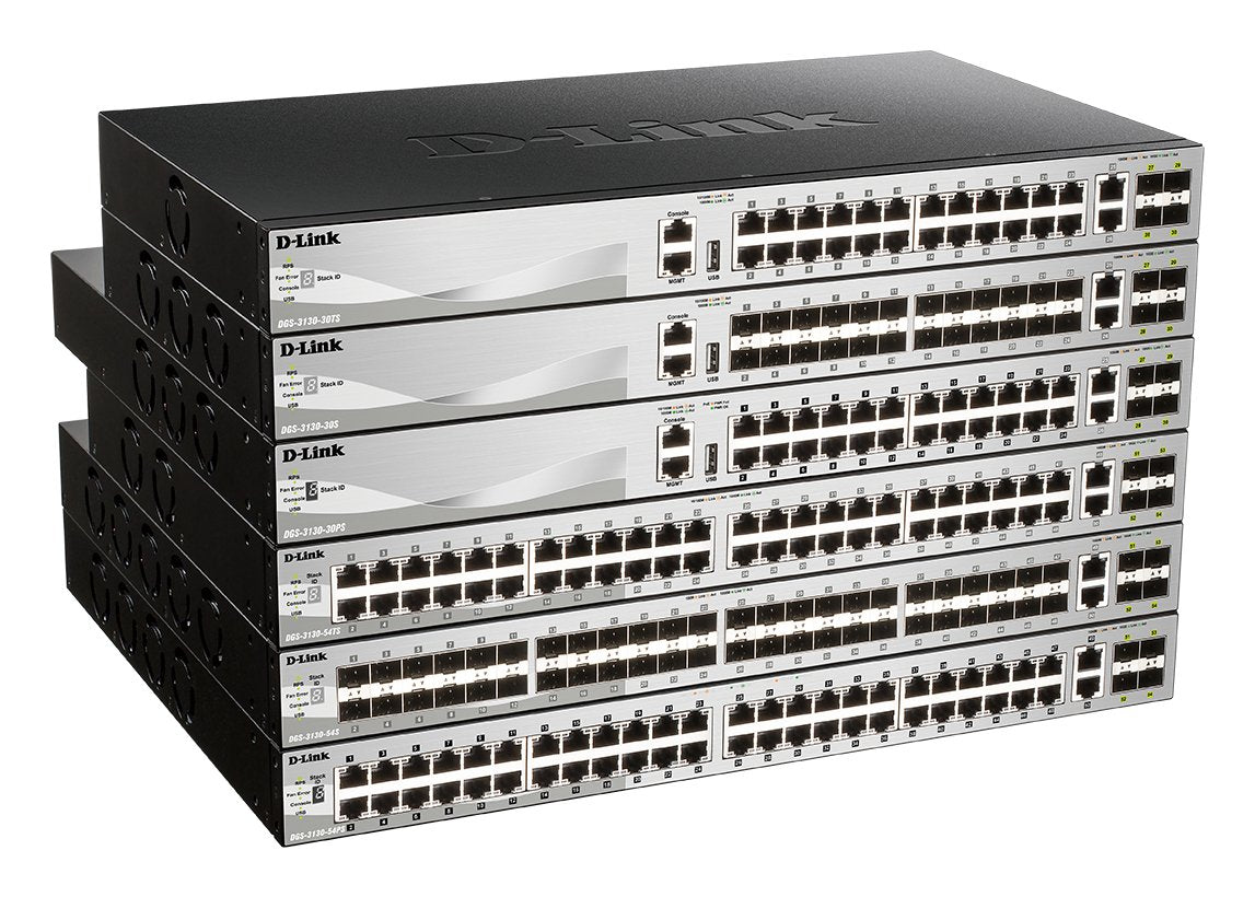 Switch Gestionable L3 D-Link Stackable Dgs-3130-30ps/E 24p Poe (370w) Giga + 2p 10g + 4p 10g Sfp+