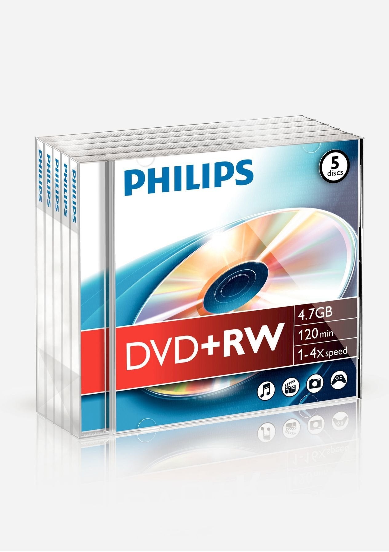Philips Dvd+Rw 4,7gb 5pcs Jewel Case 4x Foil