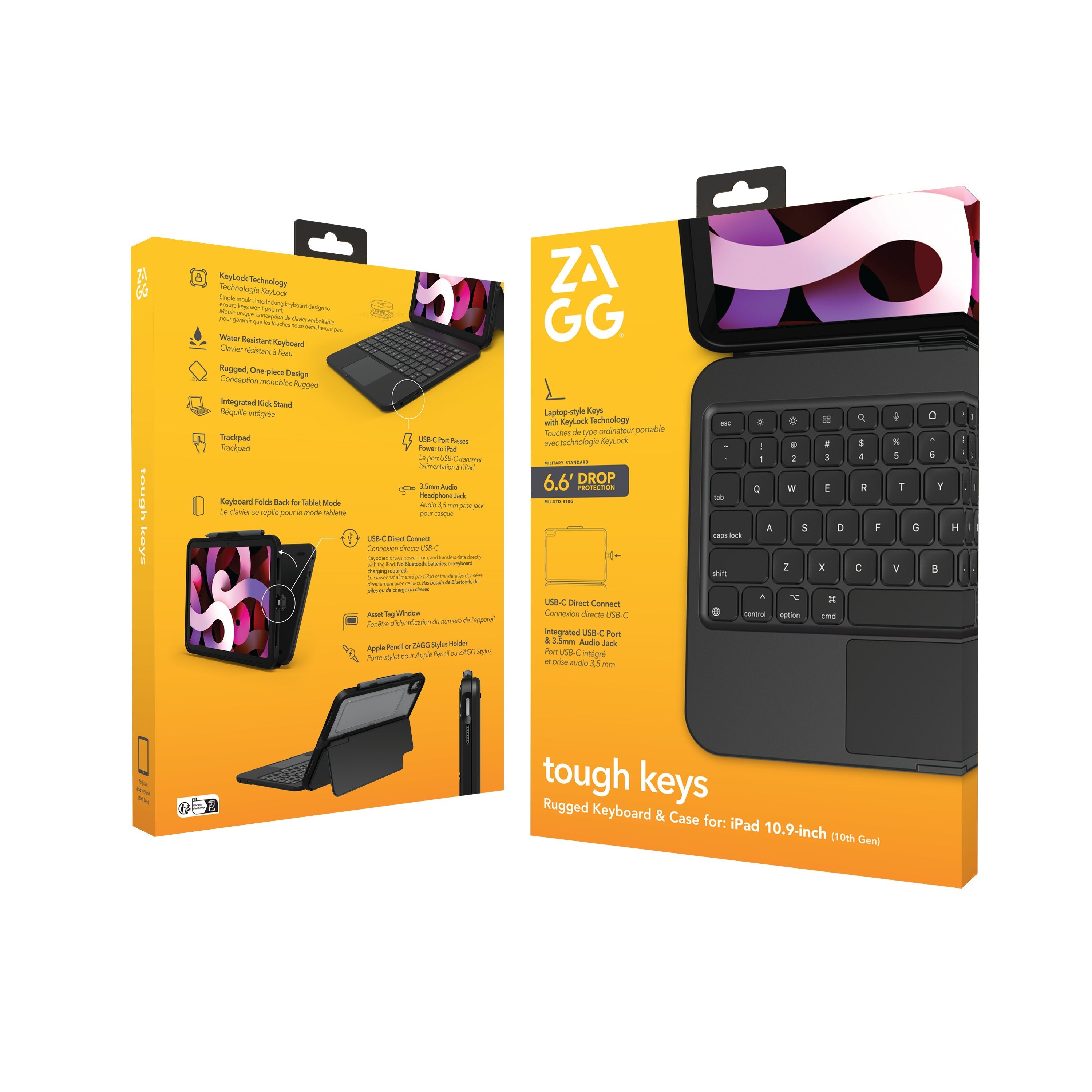 Zagg Tough Keys Bluetooth-Keyboard Para Ipad 10.9" (10. Gen/A16) Negro