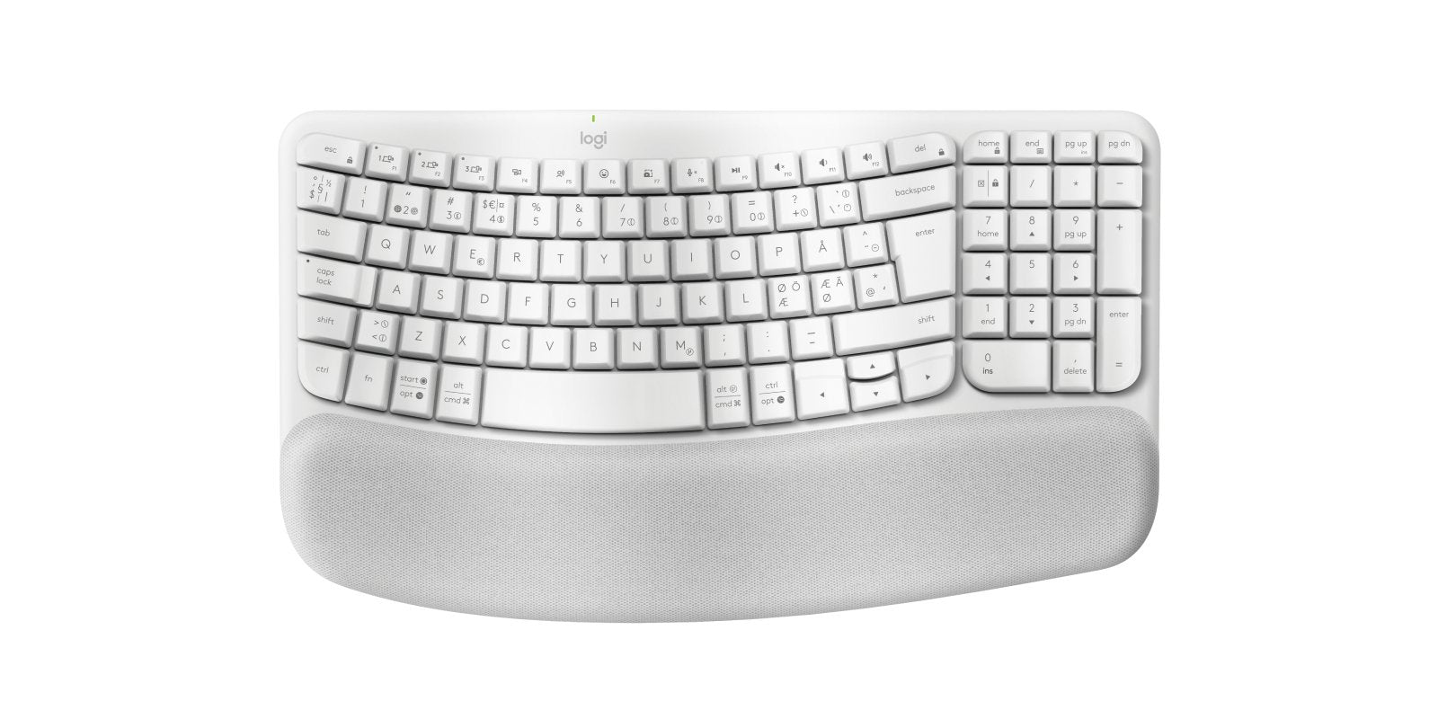 Logitech Wave Keys Keyboard With Cushioned Palm Rest Wireless Azultooth Le Qwerty Off-Blanco (Pan)