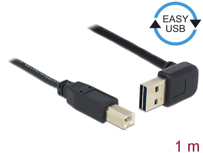 Delock Cable Easy-Usb 2.0 Typ-A Stecker Gewinkelt Oben Unten > Usb 2.0 Typ-B Stecker 1 M