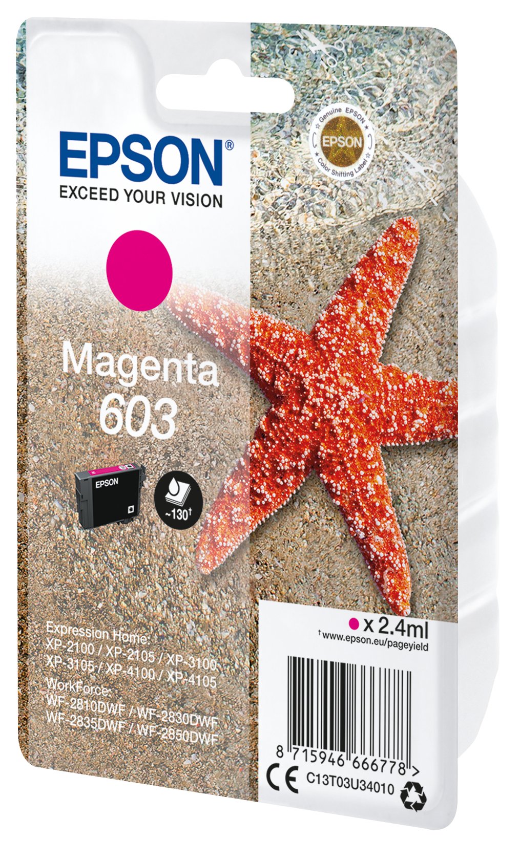 Cartucho Original Epson 603 Magenta - C13t03u34010 Ml-2.4pag-130