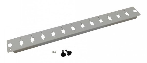 Helos Lwl 19" Breakoutbox Frontplatte 12-Fach Blende Unbepiezast, Gris