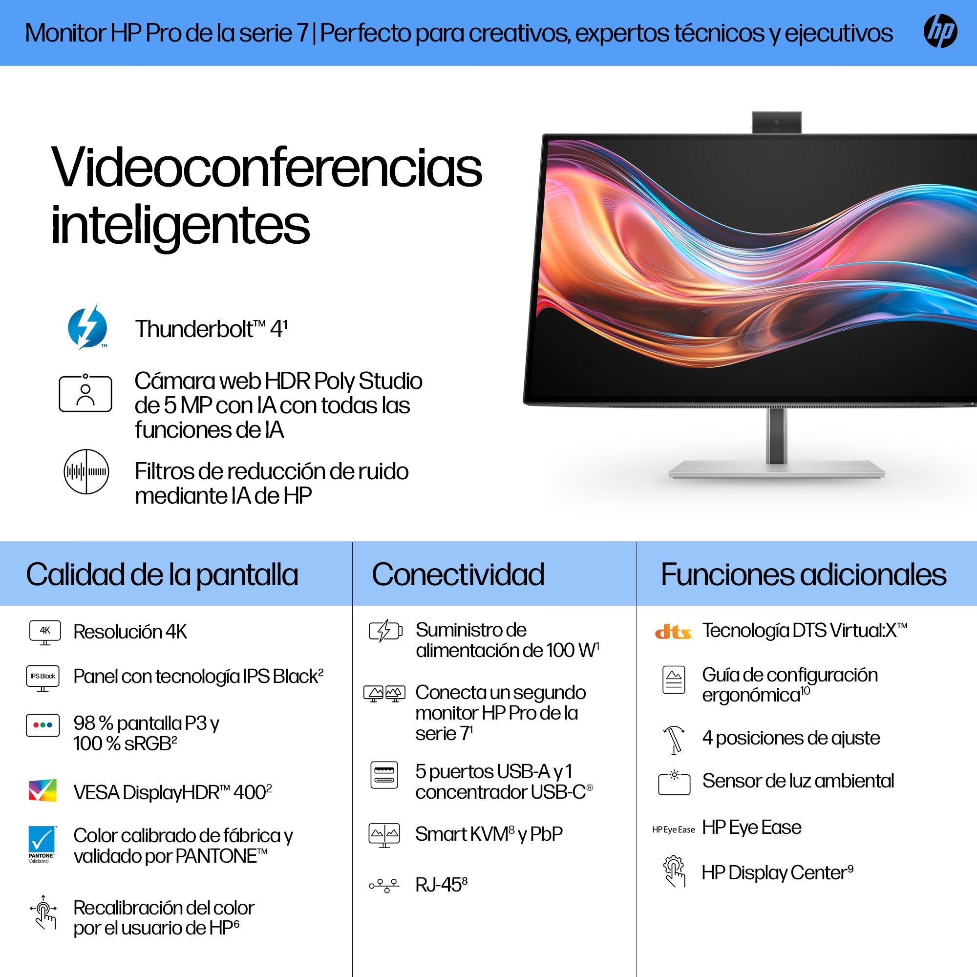 EAN 5715063748916 - HP شاشة الاجتماعات Series 7 Pro مقاس 27 بوصة - 727pm pantalla para PC 68,6 cm (27") 3840 x 2160 Pixeles 4 imagen 7