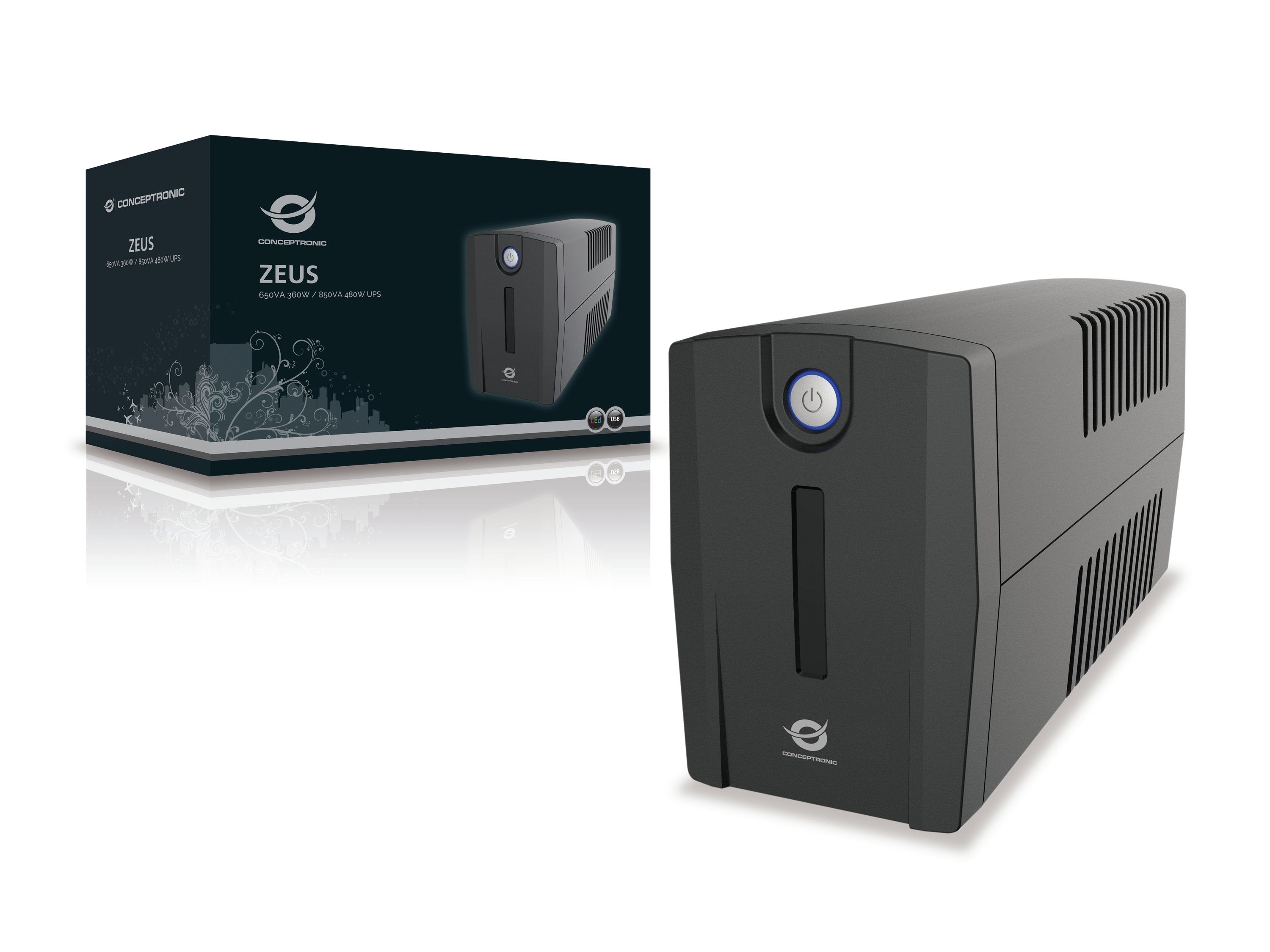 Conceptronic Sai 650va 360w Proteccion Puerto 2 Shucko Lan Modem Zeus 01es