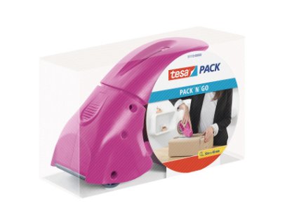 Dispensador Tesapack Pack'N Go Rosa + Tesapack Pp 50m 50mm