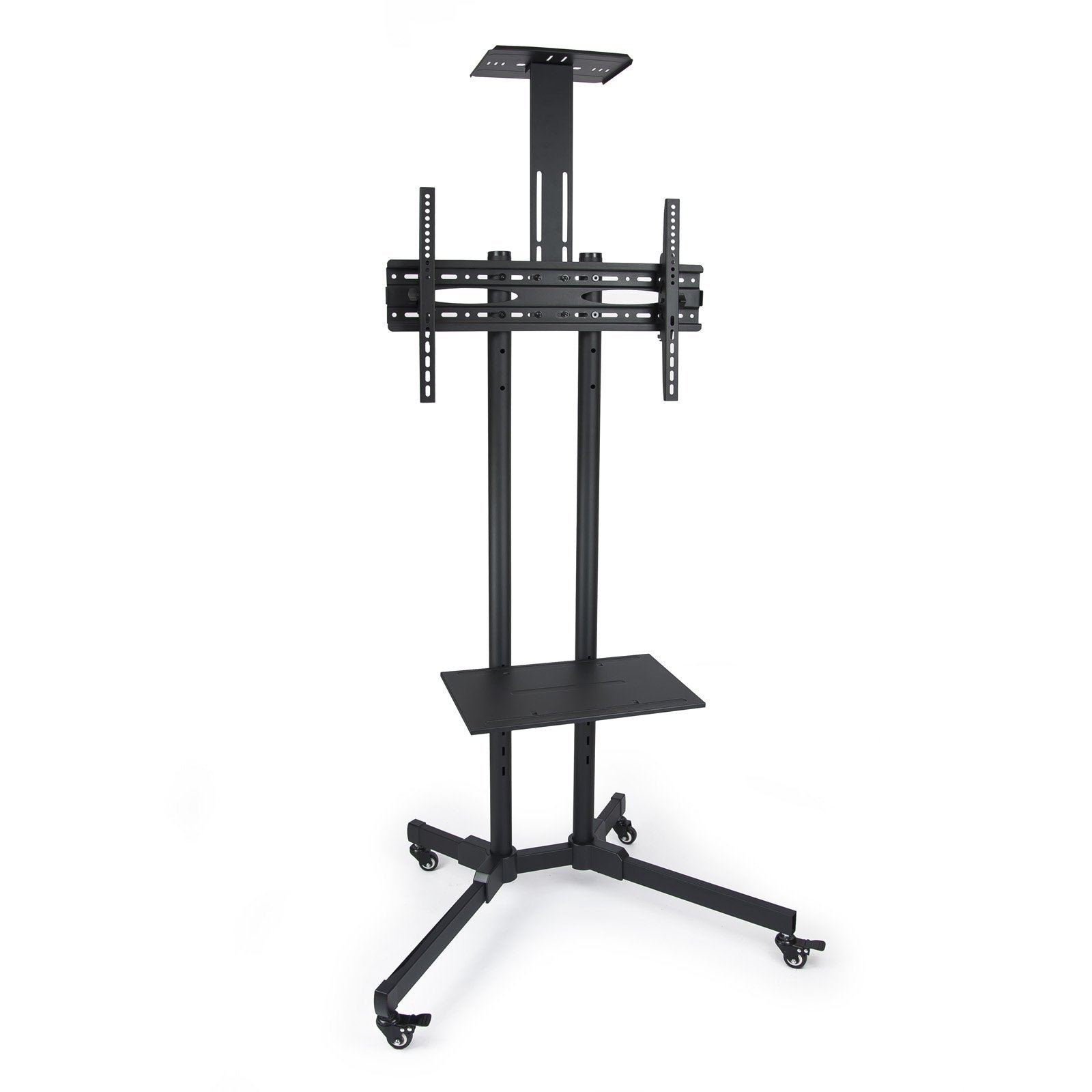 Tooq Soporte De Pantalla De Suelo Con Ruedas 37"-70" - Bloqueo De Ruedas - Dos Estantes - Peso Max 50kg - Vesa