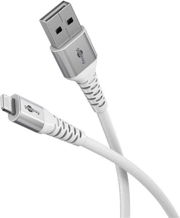 Goobay Lightning Usb-A Supersoft Textile Cable With Metal Plugs, 1 M, White