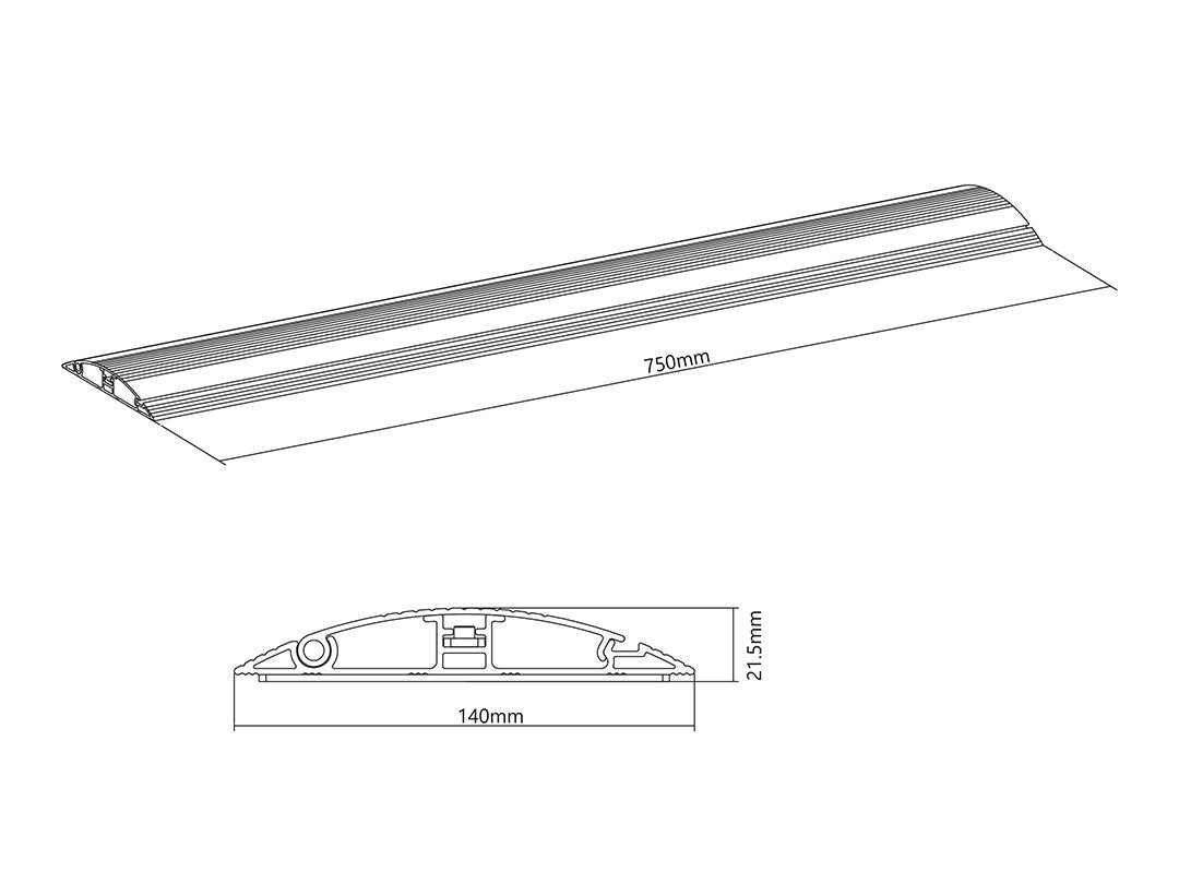 M Cable Cover Floor Black - 139mm W - 750mm L