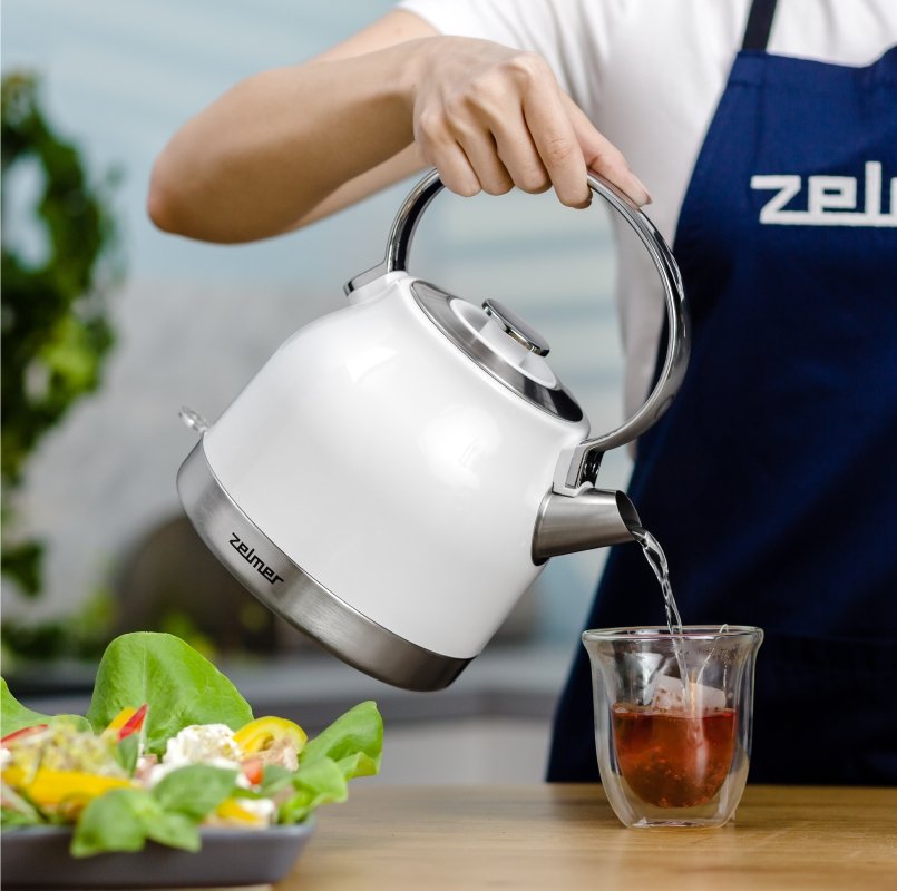Tetera Zelmer Zck7940 Eléctrica 1,5 L 2200 W Acero Inoxidable, Blanco