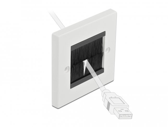 Delock Cablemanagement Abdeckblende 86 X 86 Mm Mit Schwarzen Bürstenstreifen
