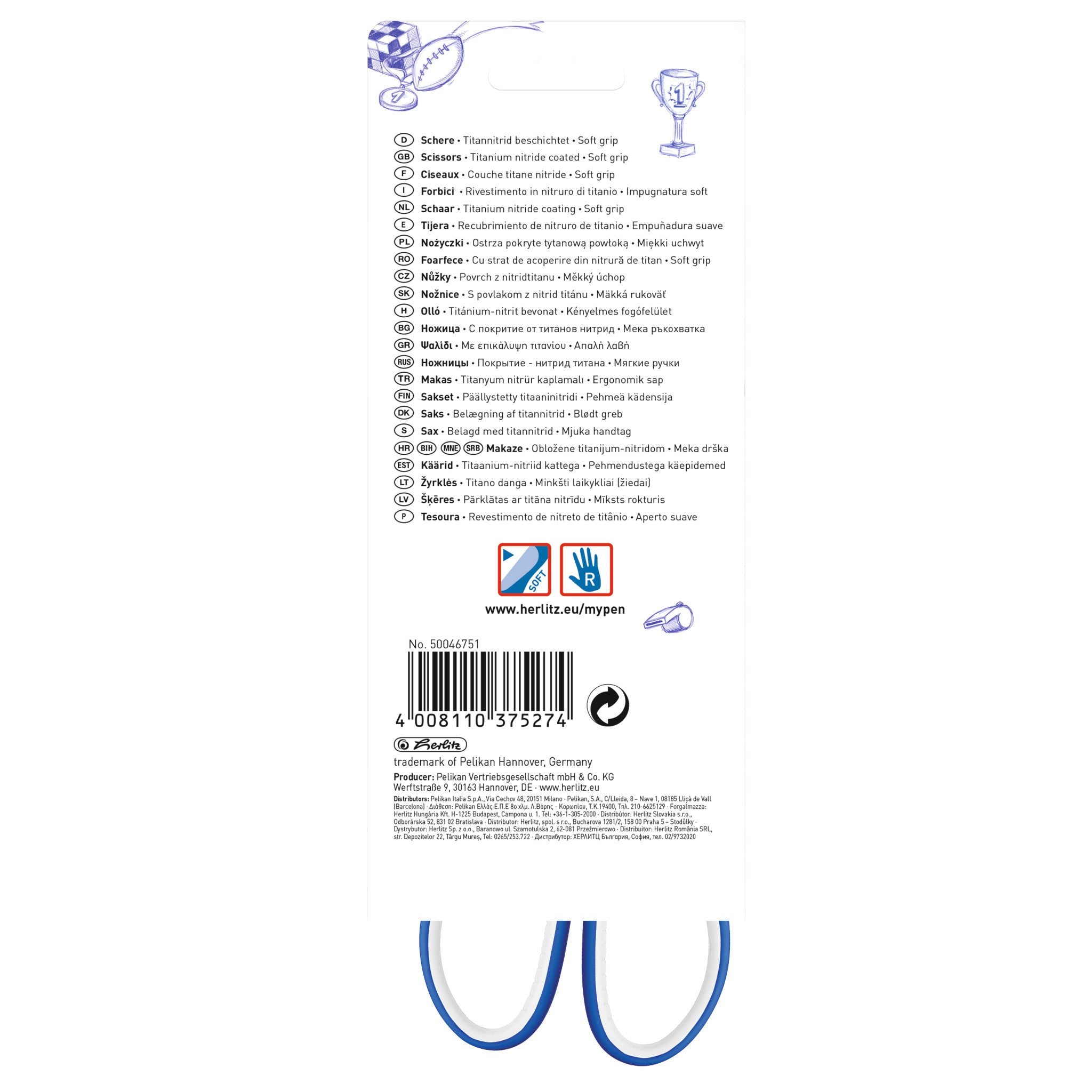 EAN 4008110375274 - Herlitz my.pen Corte recto Azul, Blanco imagen 3