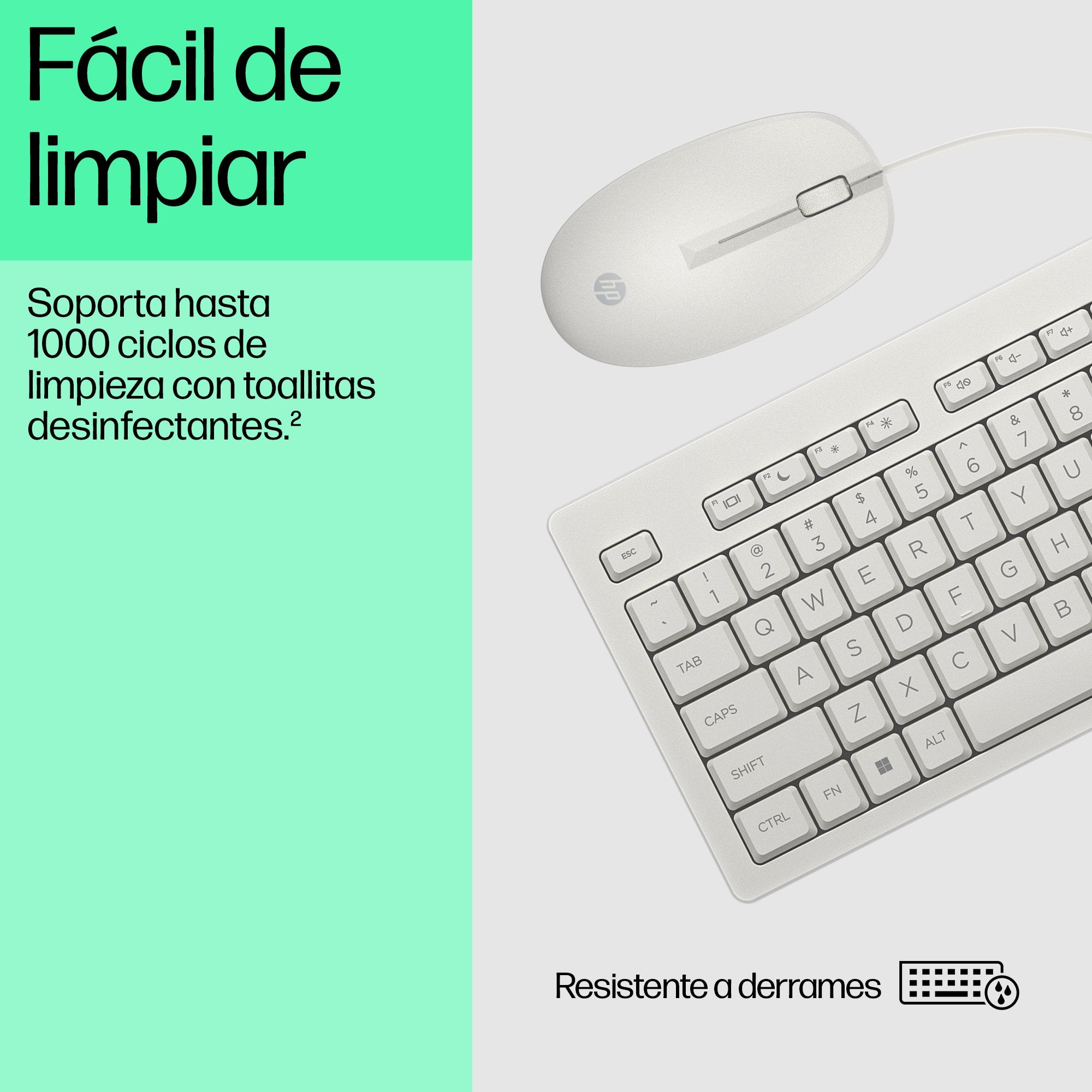 EAN 0198701735489 - HP 225 Wired Mouse and Keyboard Combo G2 Cashmere White teclado Ratón incluido Oficina USB Blanco imagen 7