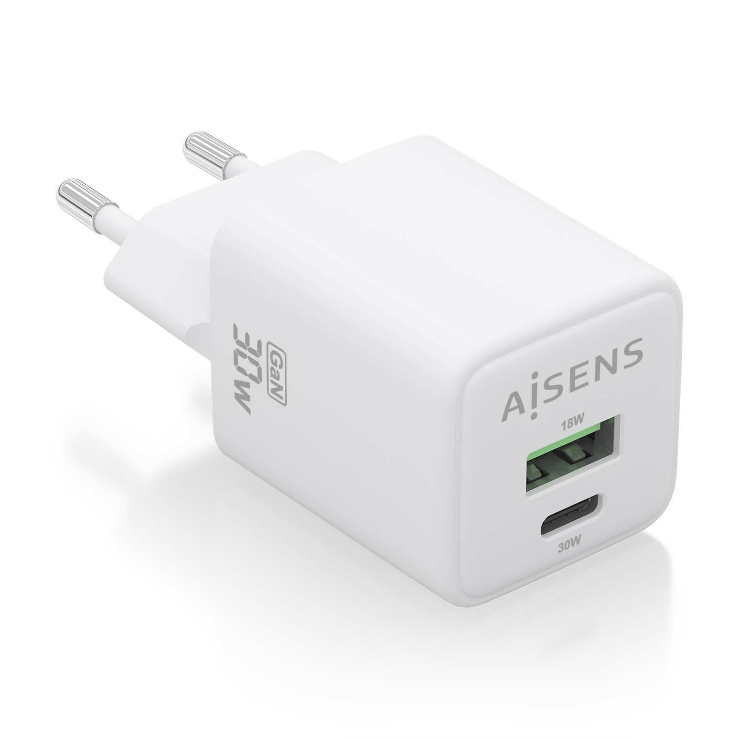 EAN 8435739901281 - AISENS ASCH-30W2P037-W cargador de dispositivo móvil Universal Corriente alterna Carga rápida Interior imagen 1