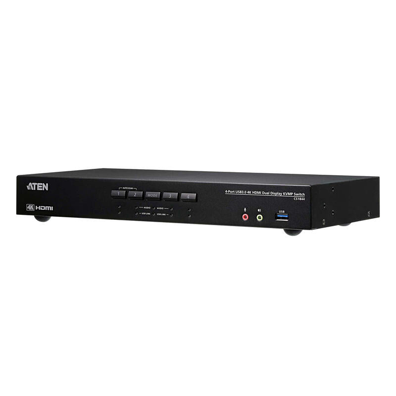 4-Port True 4k Hdmi Dual-View Kvm Switch With Audio & Usb