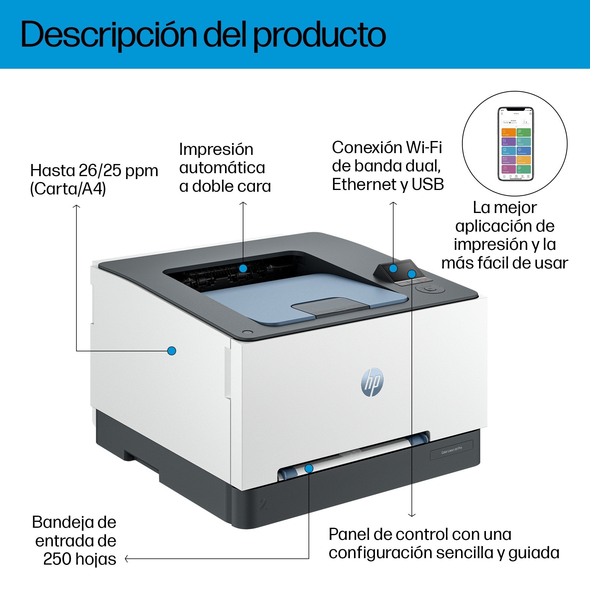 Impresora Láser Color Hp Laserjet Pro 3202dw Wifi Dúplex Blanca