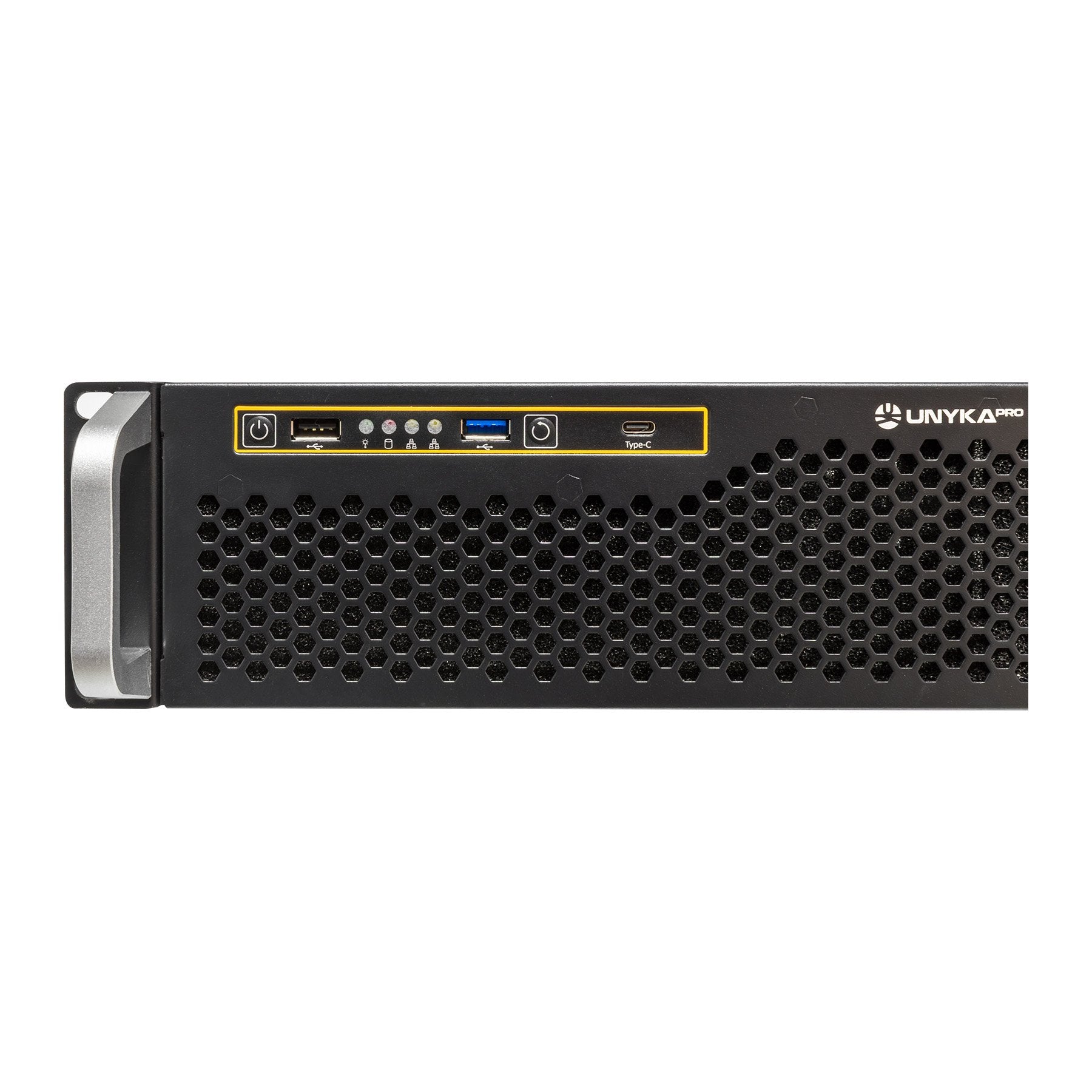 Caja Rack 19" Unykach 2u Sin Fuente Negro Plata 8 Bahias Int 1xusb2.0 1xusb3.0 1xusb-C