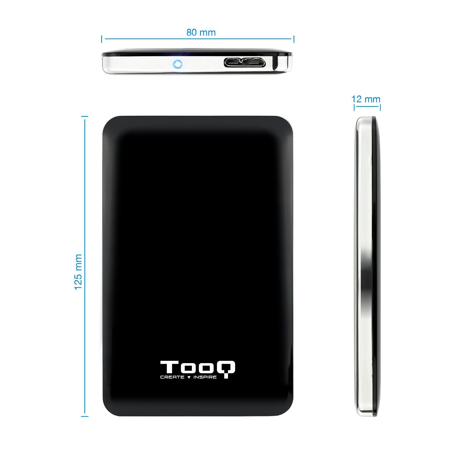 Tooq Carcasa Externa Hdd/Sdd 2.5" Hasta 7,0mm Sata Usb 3.0/3.1 Gen 1 - Ultraplana - Negro