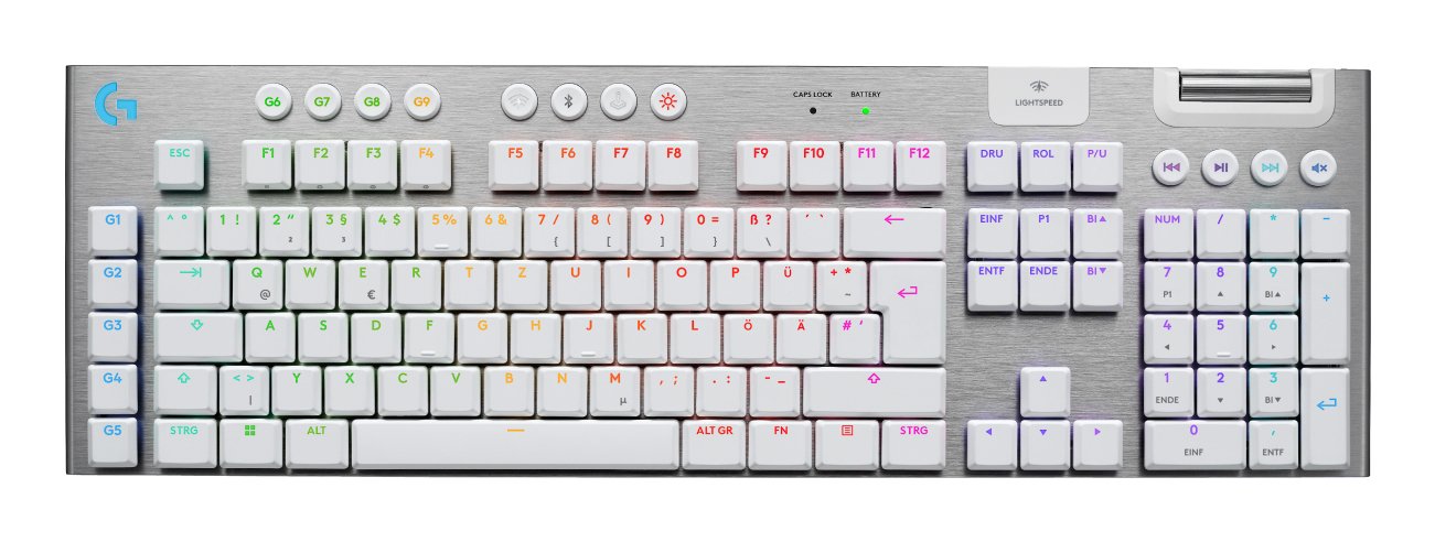 Logitech G915 X Lightspeed, Teclado Para Juegos Blanco/Plateado, Diseño De, Gl Tactile, Interruptores Gl Clicky 920-012686