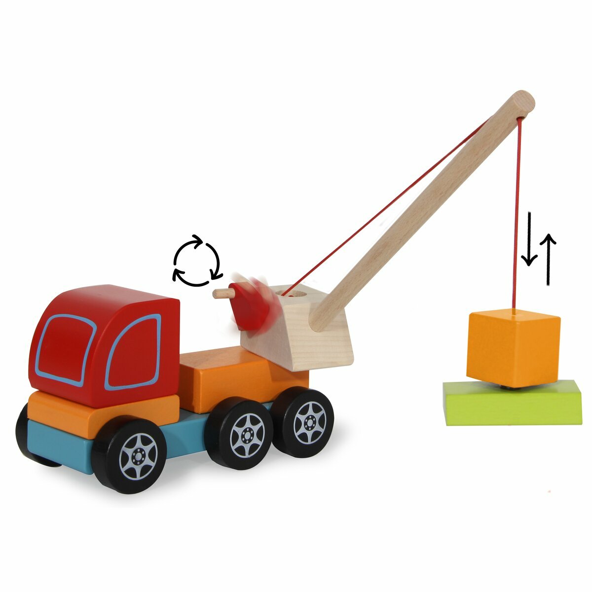 Jamara Juguete De Madera Kidiwood Juego Enchufable Grúa Móvil Colorido 3+