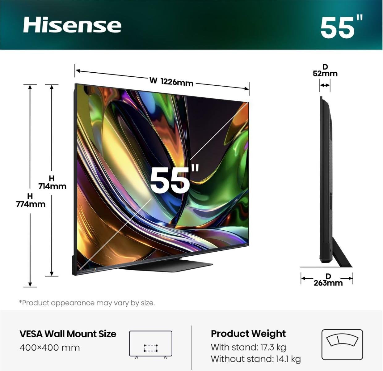 EAN 6942351436500 - Hisense 55UR8S 139,7 cm (55") 4K Ultra HD Smart TV Wifi Negro imagen 3